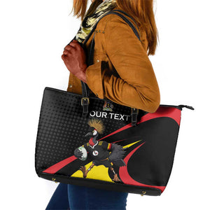 Jamhuri ya Uganda Rugby Custom Leather Tote Bag With Black Crowned Crane Mascot