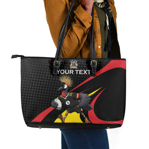 Jamhuri ya Uganda Rugby Custom Leather Tote Bag With Black Crowned Crane Mascot