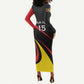 Jamhuri ya Uganda Rugby Custom Long Sleeve Bodycon Dress With Black Crowned Crane Mascot LT15