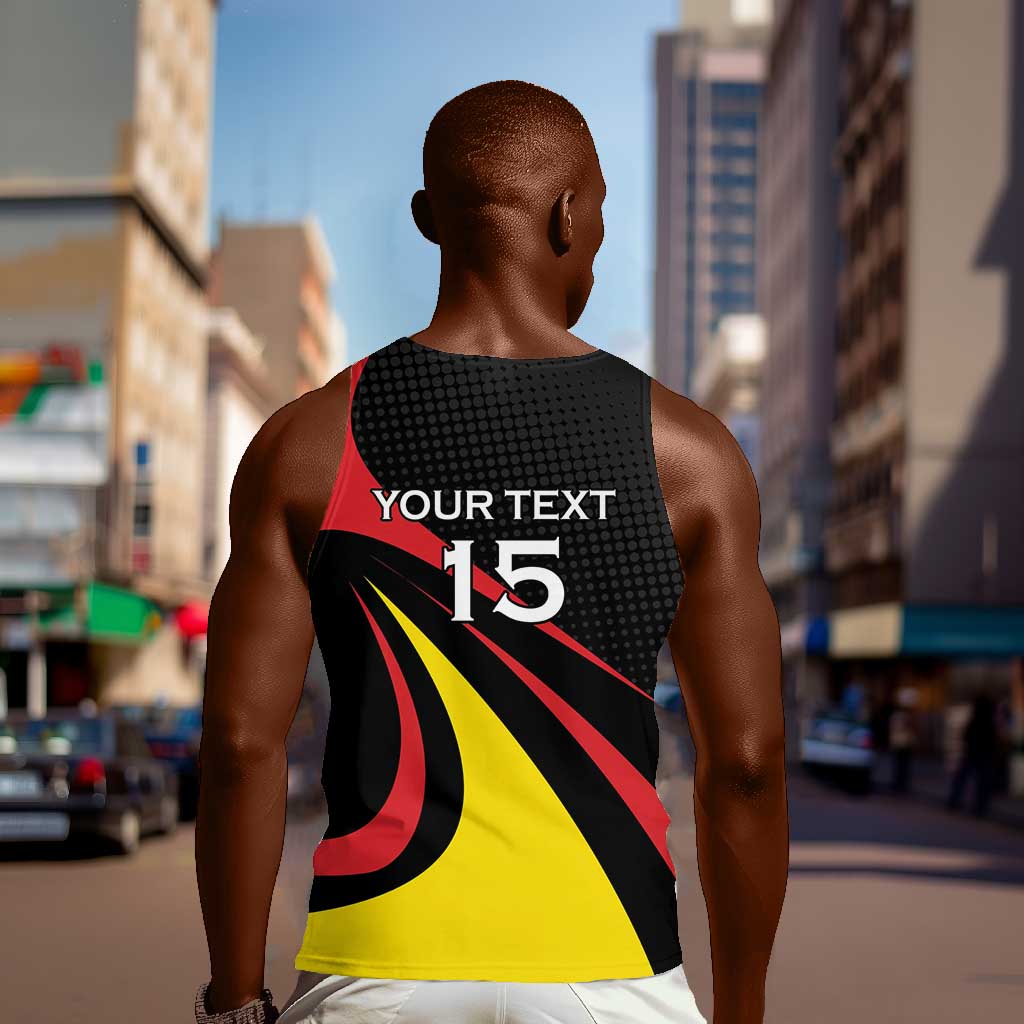 Jamhuri ya Uganda Rugby Custom Men Tank Top With Black Crowned Crane Mascot
