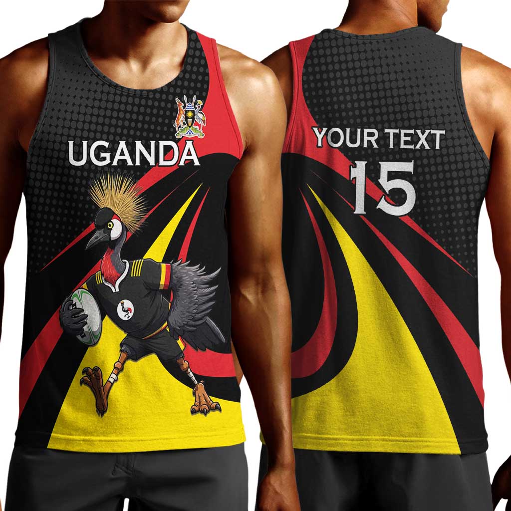 Jamhuri ya Uganda Rugby Custom Men Tank Top With Black Crowned Crane Mascot