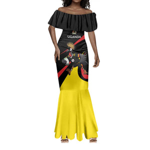 Jamhuri ya Uganda Rugby Custom Mermaid Dress With Black Crowned Crane Mascot
