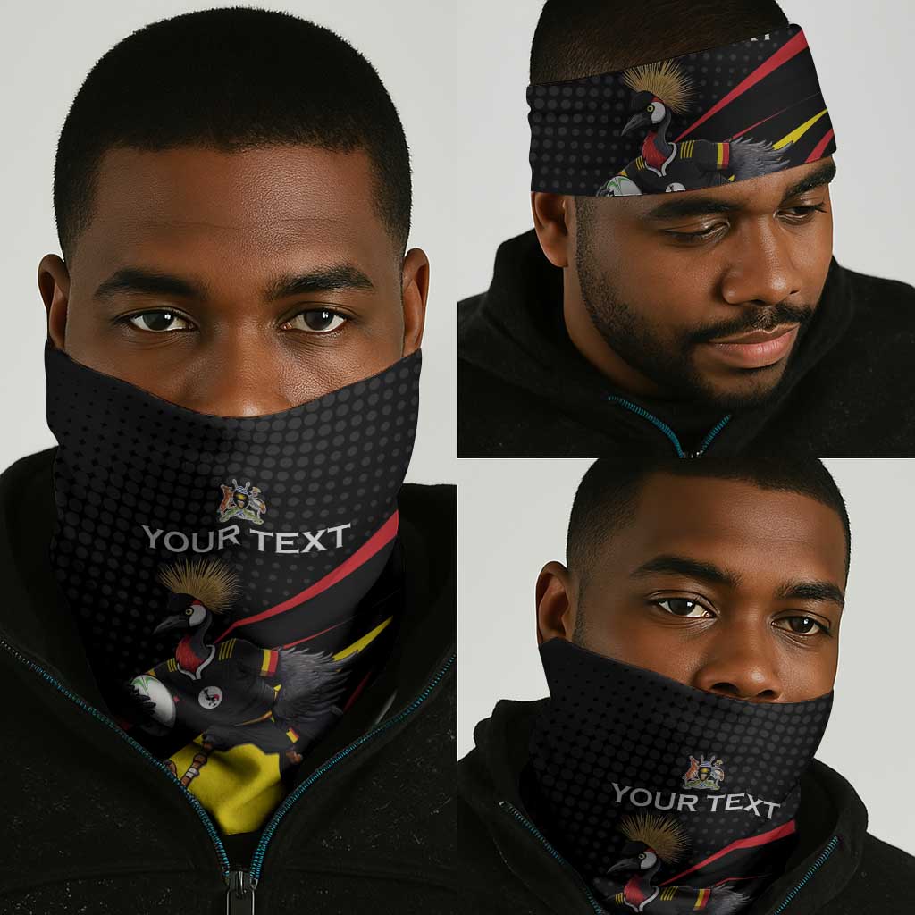 Jamhuri ya Uganda Rugby Custom Neck Gaiter Black Crowned Crane Mascot LT15