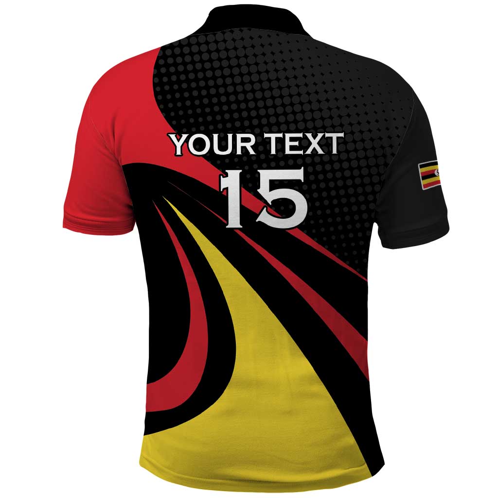 Jamhuri ya Uganda Rugby Custom Polo Shirt With Black Crowned Crane Mascot