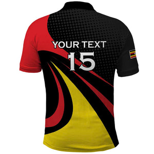 Jamhuri ya Uganda Rugby Custom Polo Shirt With Black Crowned Crane Mascot
