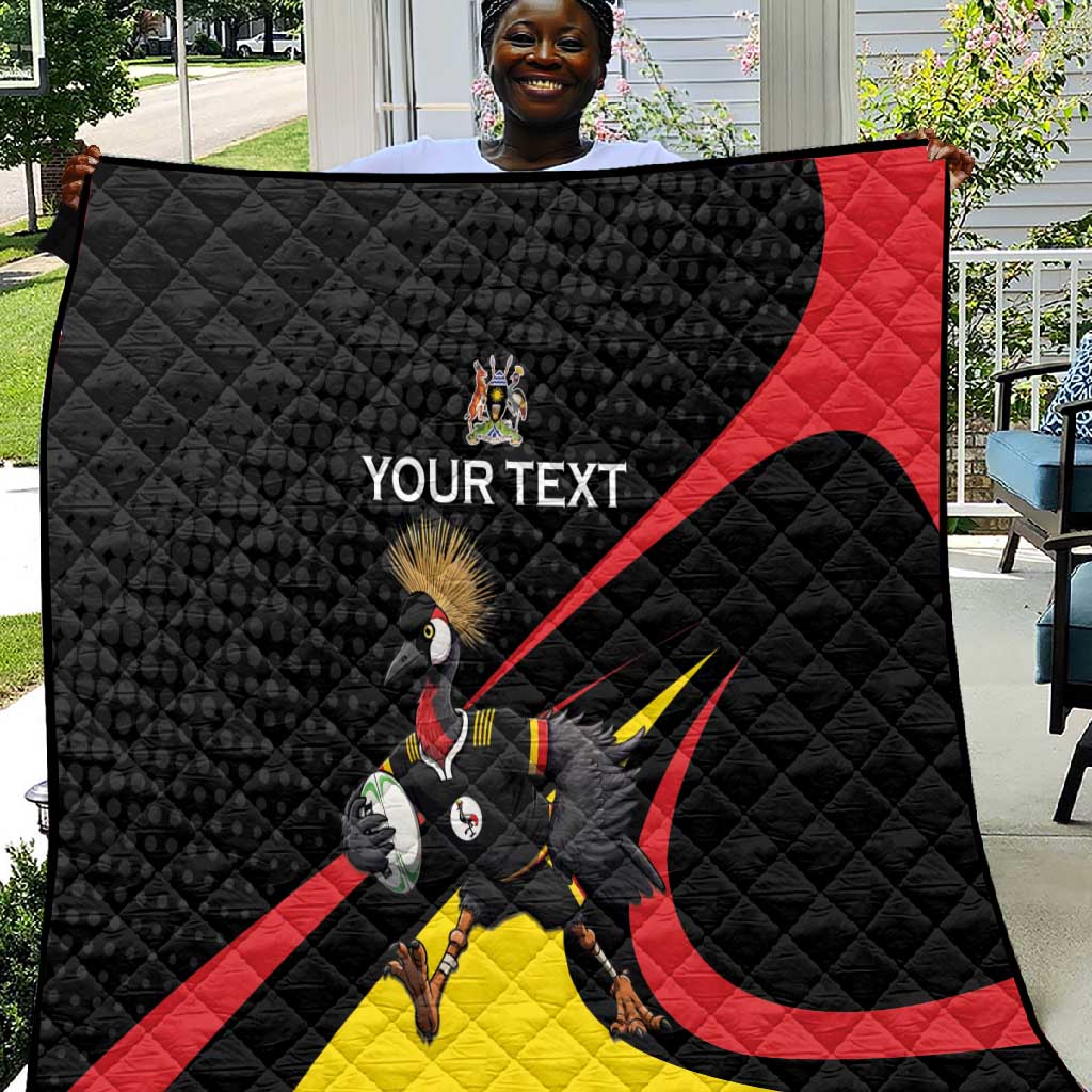 Jamhuri ya Uganda Rugby Custom Quilt With Black Crowned Crane Mascot