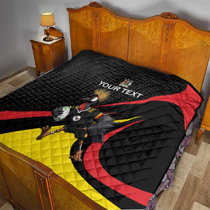 Jamhuri ya Uganda Rugby Custom Quilt With Black Crowned Crane Mascot