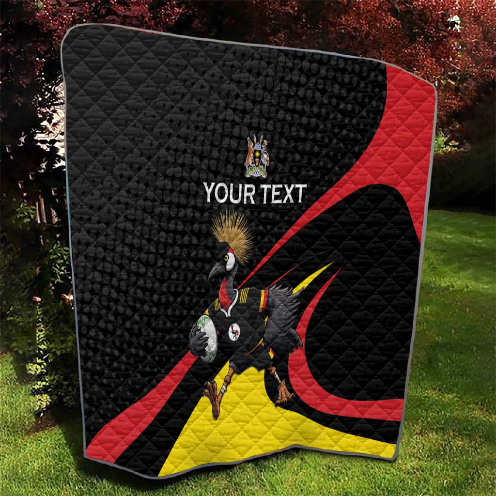 Jamhuri ya Uganda Rugby Custom Quilt With Black Crowned Crane Mascot