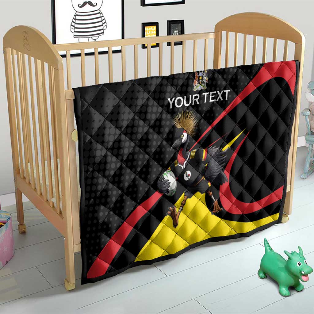 Jamhuri ya Uganda Rugby Custom Quilt With Black Crowned Crane Mascot