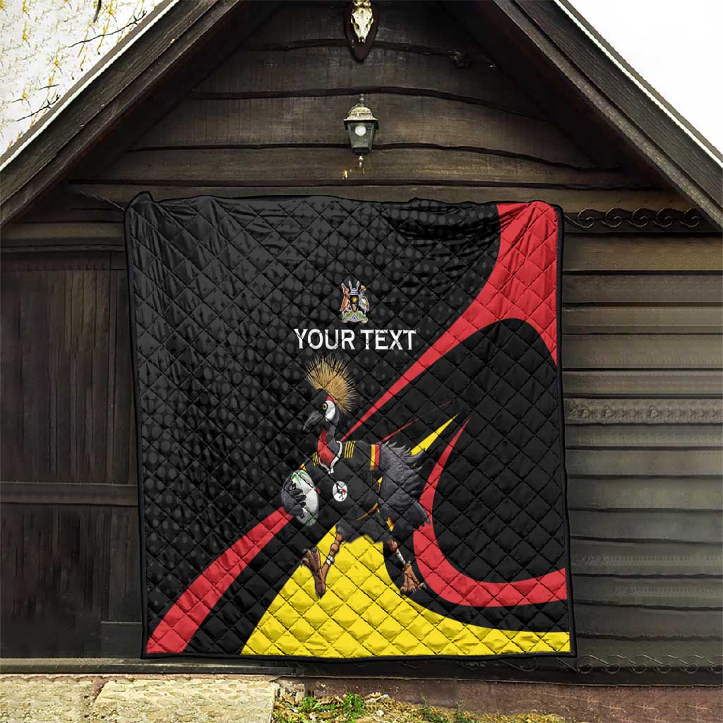 Jamhuri ya Uganda Rugby Custom Quilt With Black Crowned Crane Mascot