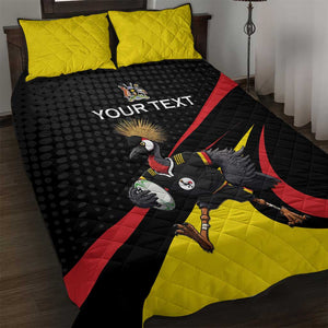 Jamhuri ya Uganda Rugby Custom Quilt Bed Set With Black Crowned Crane Mascot
