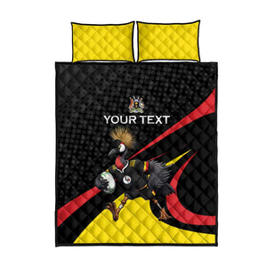 Jamhuri ya Uganda Rugby Custom Quilt Bed Set With Black Crowned Crane Mascot
