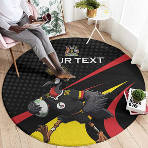 Jamhuri ya Uganda Rugby Custom Round Carpet With Black Crowned Crane Mascot