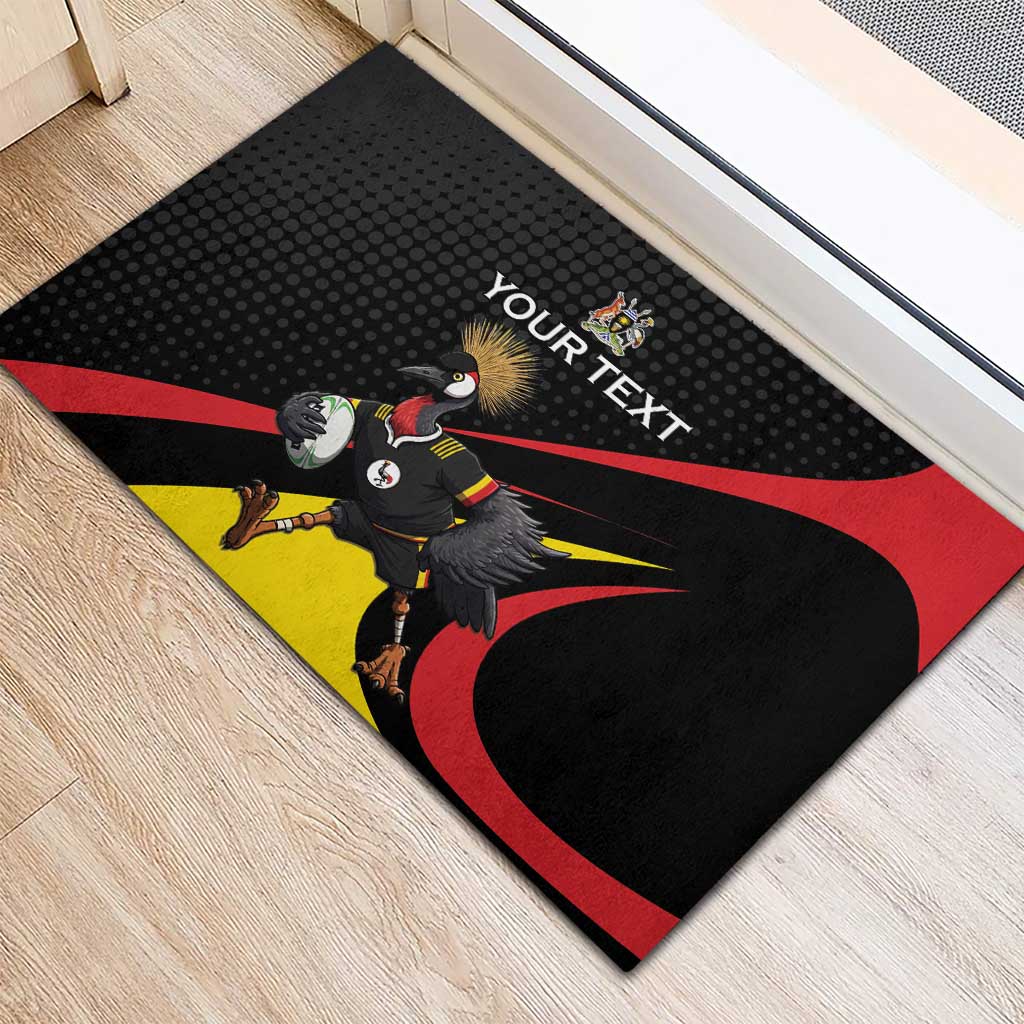 Jamhuri ya Uganda Rugby Custom Rubber Doormat With Black Crowned Crane Mascot