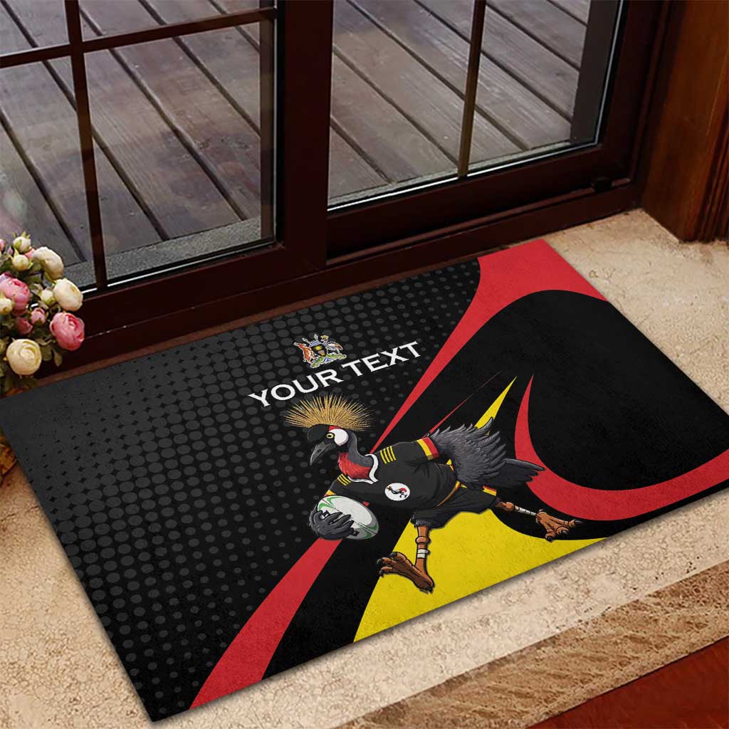 Jamhuri ya Uganda Rugby Custom Rubber Doormat With Black Crowned Crane Mascot