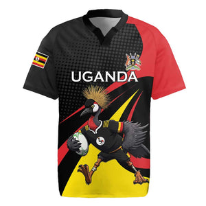 Jamhuri ya Uganda Rugby Custom Rugby Jersey With Black Crowned Crane Mascot