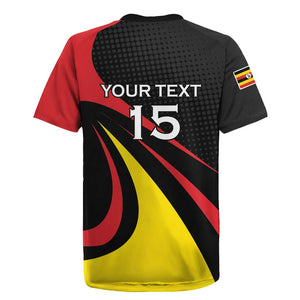 Jamhuri ya Uganda Rugby Custom Rugby Jersey With Black Crowned Crane Mascot