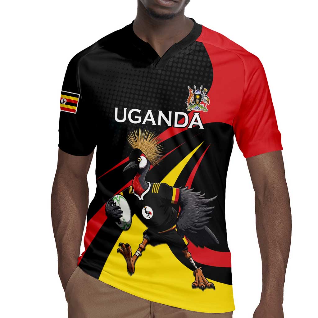 Jamhuri ya Uganda Rugby Custom Rugby Jersey With Black Crowned Crane Mascot