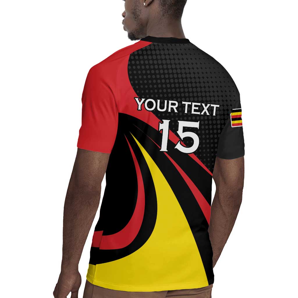 Jamhuri ya Uganda Rugby Custom Rugby Jersey With Black Crowned Crane Mascot