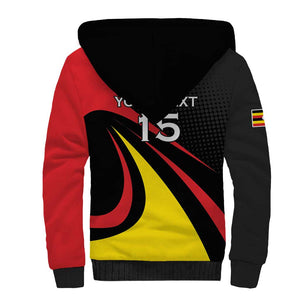 Jamhuri ya Uganda Rugby Custom Sherpa Hoodie With Black Crowned Crane Mascot