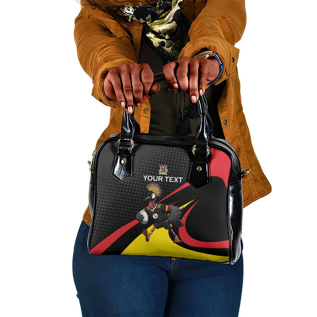 Jamhuri ya Uganda Rugby Custom Shoulder Handbag With Black Crowned Crane Mascot