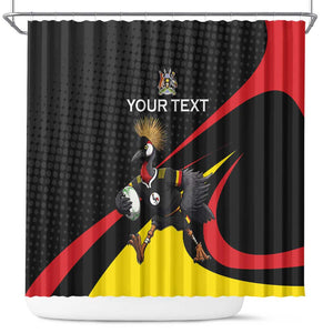 Jamhuri ya Uganda Rugby Custom Shower Curtain With Black Crowned Crane Mascot