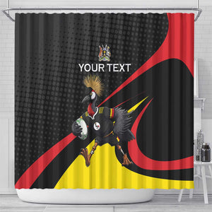 Jamhuri ya Uganda Rugby Custom Shower Curtain With Black Crowned Crane Mascot