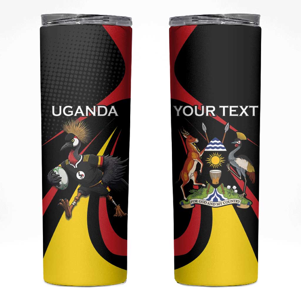 Jamhuri ya Uganda Rugby Custom Skinny Tumbler With Black Crowned Crane Mascot
