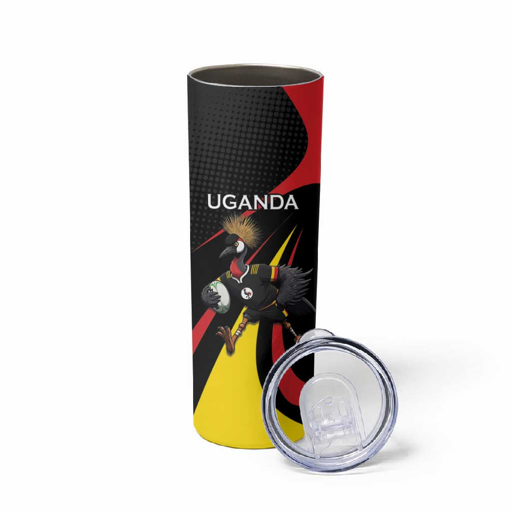 Jamhuri ya Uganda Rugby Custom Skinny Tumbler With Black Crowned Crane Mascot