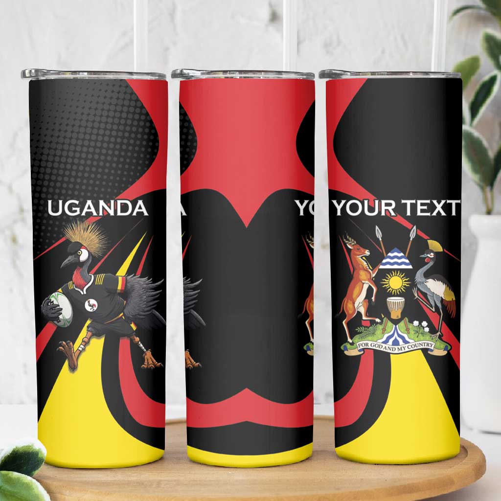 Jamhuri ya Uganda Rugby Custom Skinny Tumbler With Black Crowned Crane Mascot