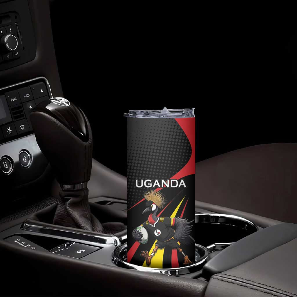 Jamhuri ya Uganda Rugby Custom Skinny Tumbler With Black Crowned Crane Mascot
