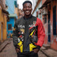 Jamhuri ya Uganda Rugby Custom Sleeve Zip Bomber Jacket With Black Crowned Crane Mascot