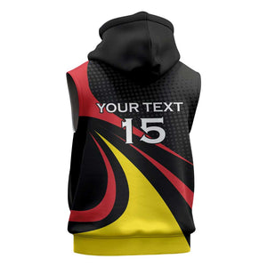 Jamhuri ya Uganda Rugby Custom Sleeveless Zip Hoodie With Black Crowned Crane Mascot - African Pride