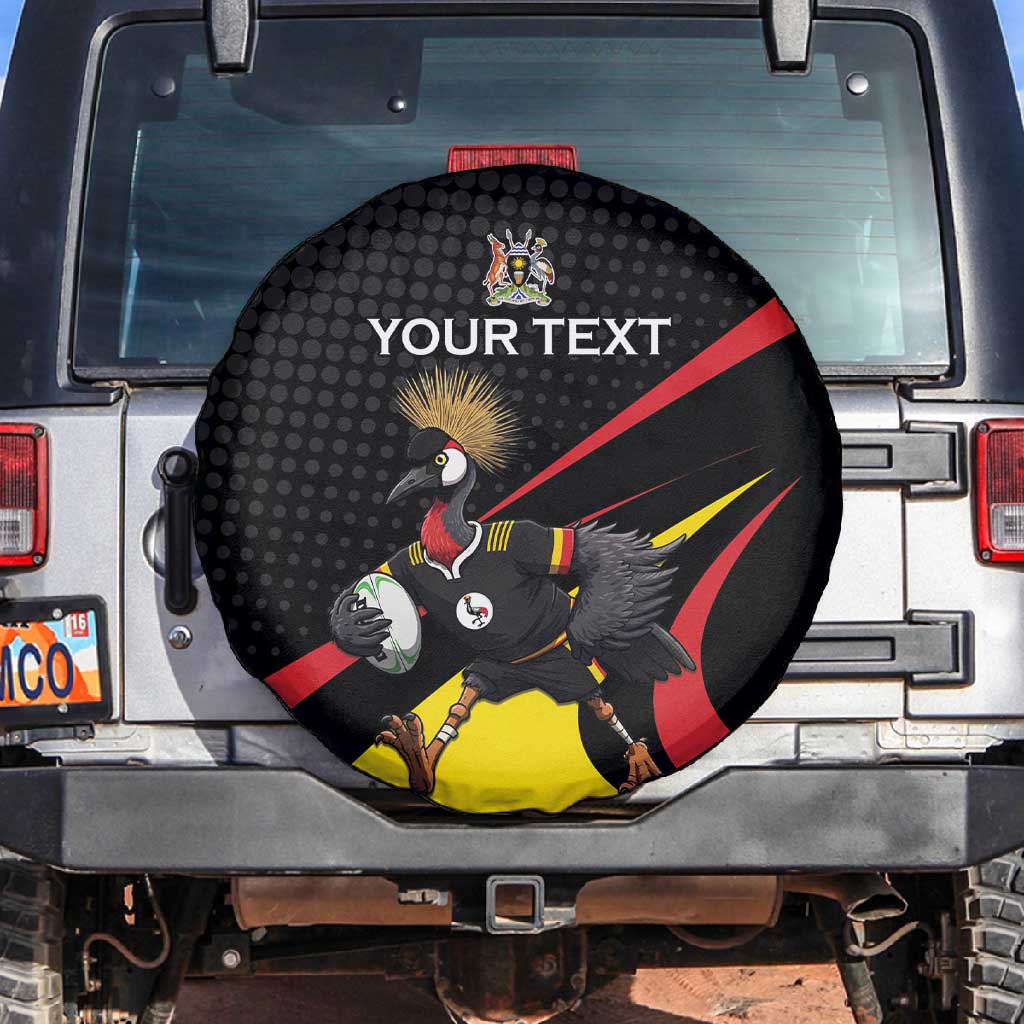 Jamhuri ya Uganda Rugby Custom Spare Tire Cover With Black Crowned Crane Mascot