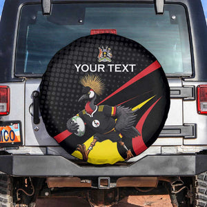 Jamhuri ya Uganda Rugby Custom Spare Tire Cover With Black Crowned Crane Mascot