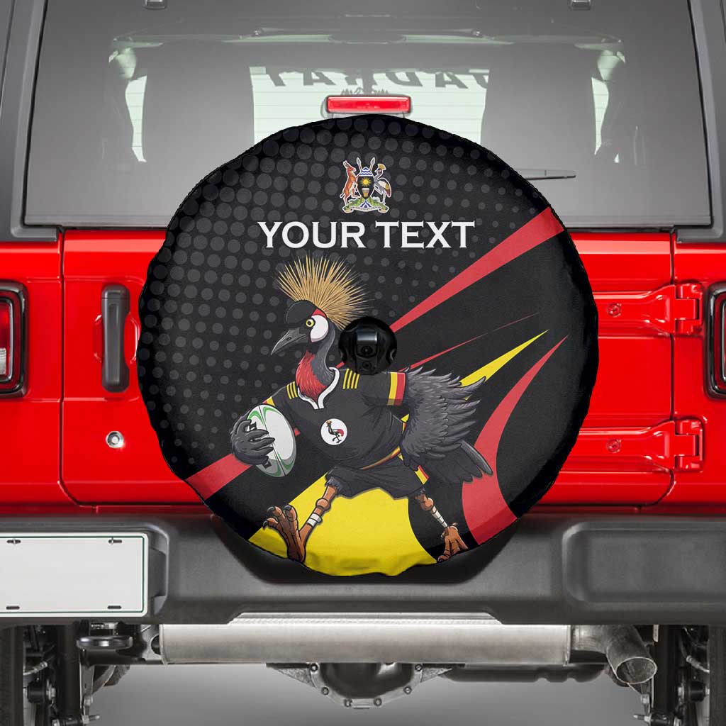 Jamhuri ya Uganda Rugby Custom Spare Tire Cover With Black Crowned Crane Mascot
