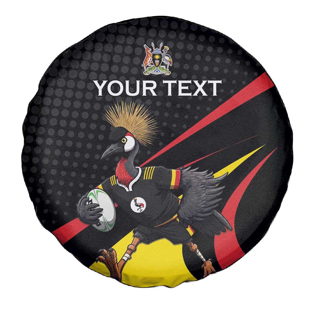 Jamhuri ya Uganda Rugby Custom Spare Tire Cover With Black Crowned Crane Mascot