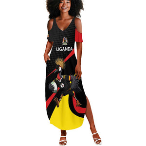 Jamhuri ya Uganda Rugby Custom Summer Maxi Dress With Black Crowned Crane Mascot