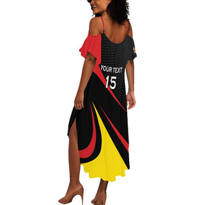Jamhuri ya Uganda Rugby Custom Summer Maxi Dress With Black Crowned Crane Mascot
