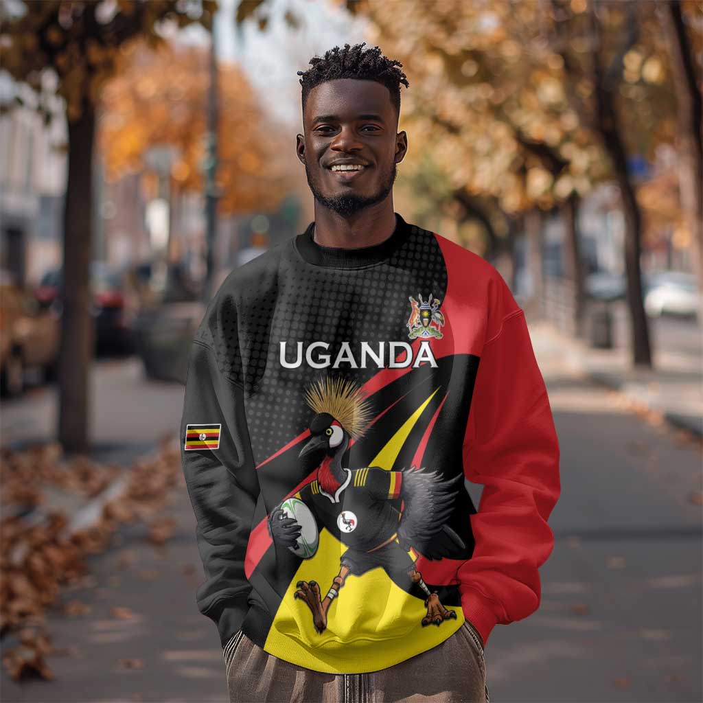 Jamhuri ya Uganda Rugby Custom Sweatshirt With Black Crowned Crane Mascot