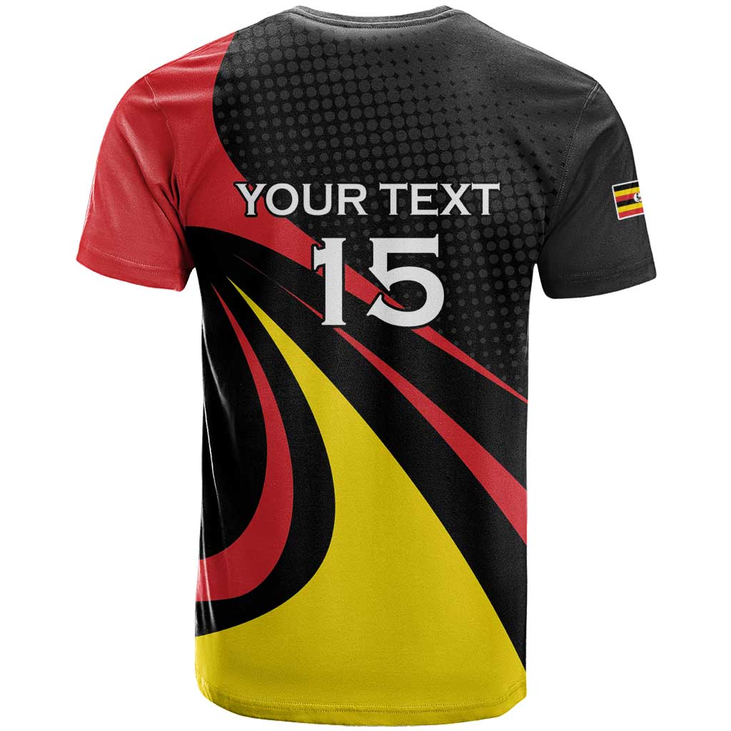 Jamhuri ya Uganda Rugby Custom T shirt With Black Crowned Crane Mascot