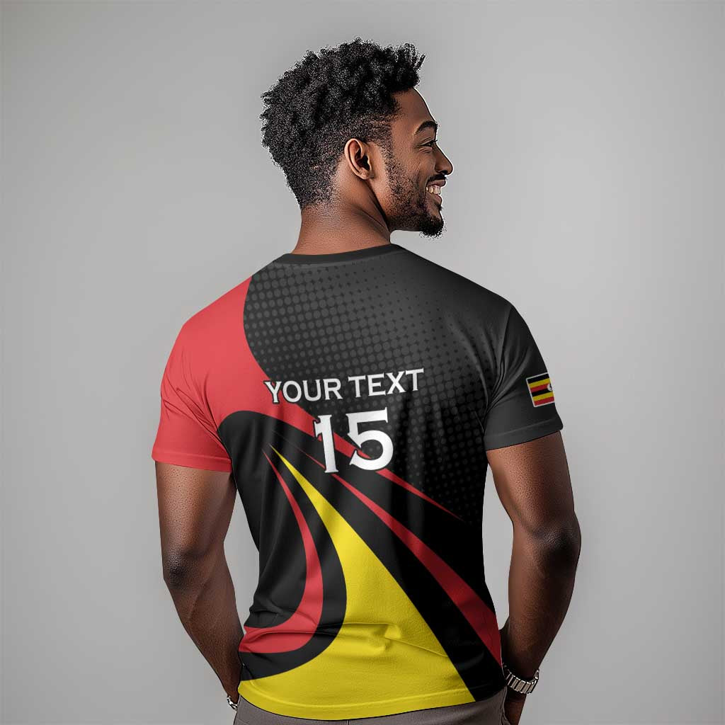 Jamhuri ya Uganda Rugby Custom T shirt With Black Crowned Crane Mascot