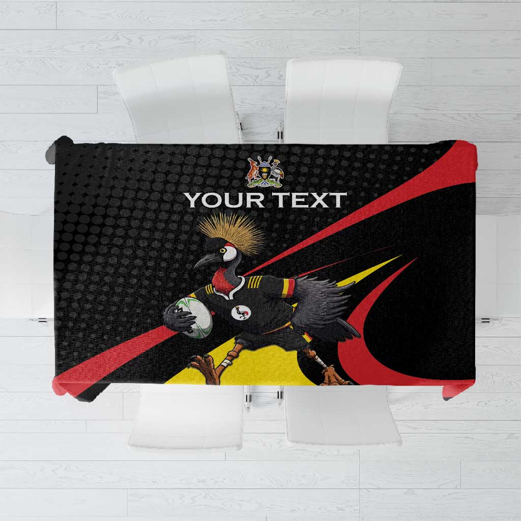 Jamhuri ya Uganda Rugby Custom Tablecloth With Black Crowned Crane Mascot