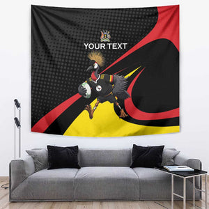 Jamhuri ya Uganda Rugby Custom Tapestry With Black Crowned Crane Mascot