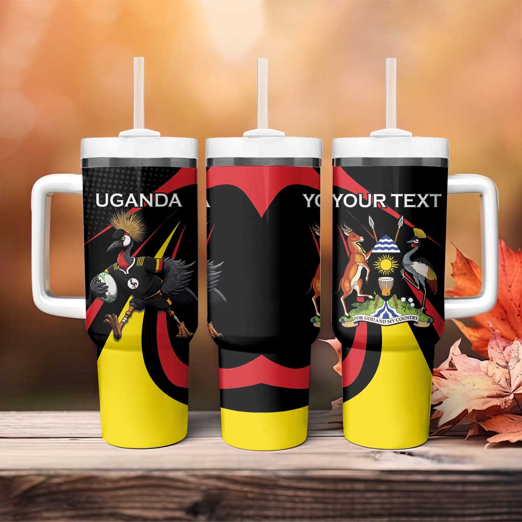 Jamhuri ya Uganda Rugby Custom Tumbler With Handle With Black Crowned Crane Mascot