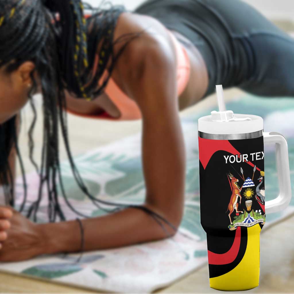 Jamhuri ya Uganda Rugby Custom Tumbler With Handle With Black Crowned Crane Mascot