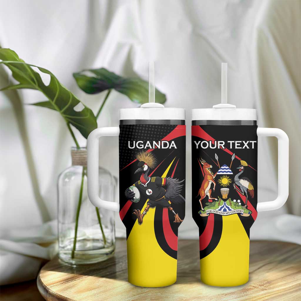 Jamhuri ya Uganda Rugby Custom Tumbler With Handle With Black Crowned Crane Mascot