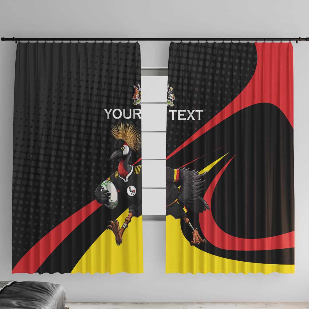 Jamhuri ya Uganda Rugby Custom Window Curtain With Black Crowned Crane Mascot