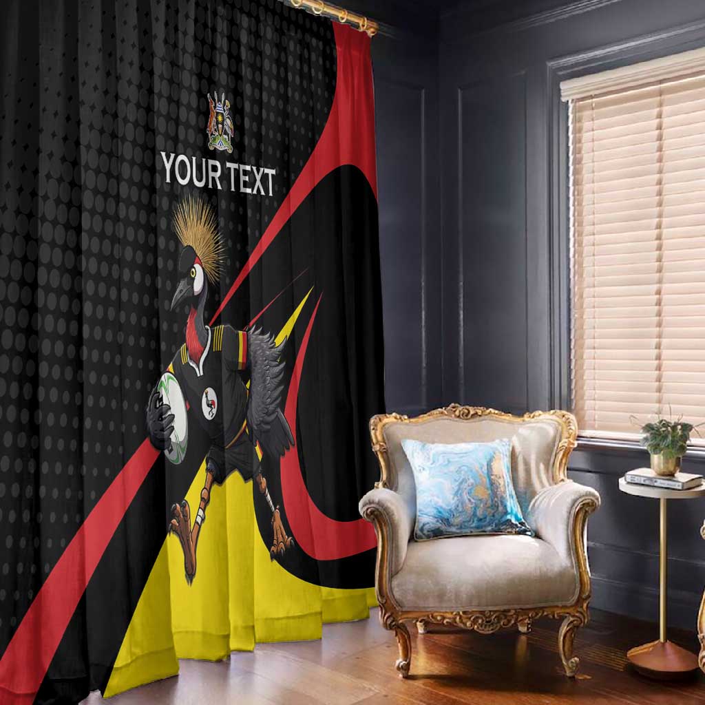 Jamhuri ya Uganda Rugby Custom Window Curtain With Black Crowned Crane Mascot