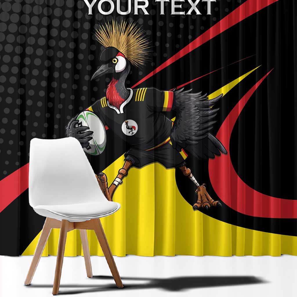 Jamhuri ya Uganda Rugby Custom Window Curtain With Black Crowned Crane Mascot
